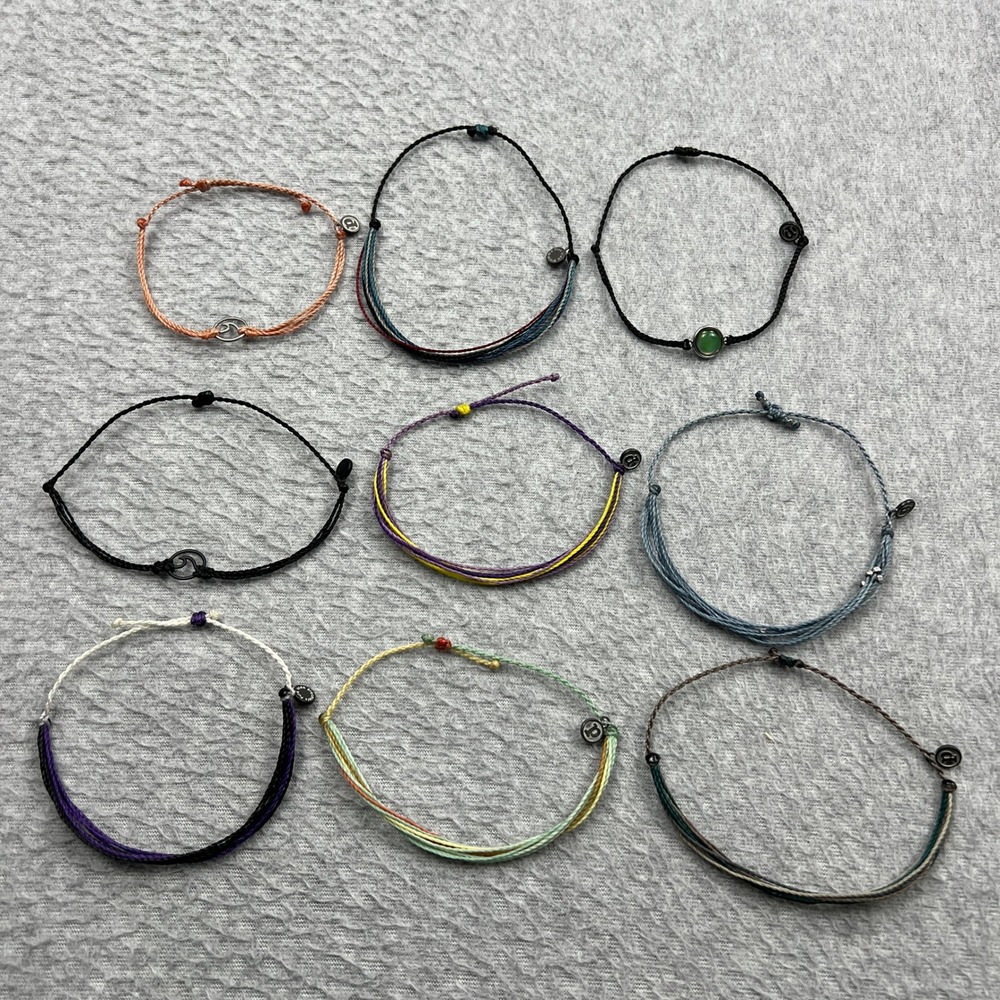 Pura Vida Bracelets Multi-Color Mixed Lot of 9 Stackable Wave Mood Charm String